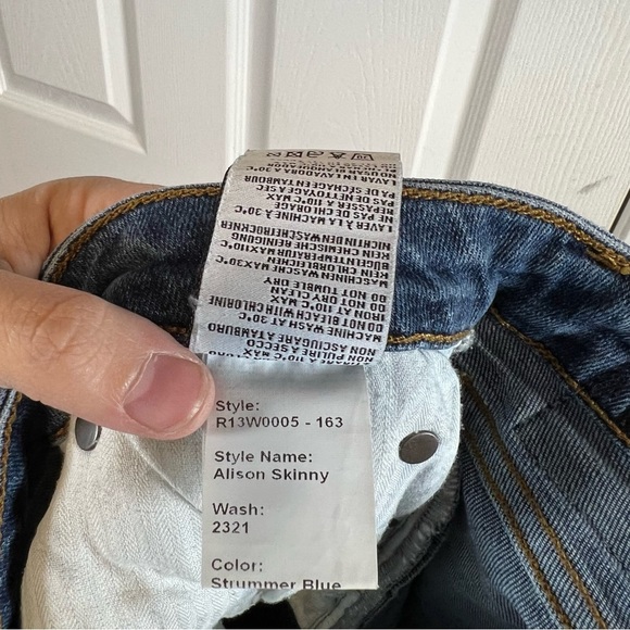 R13 Alison Skinny Jeans Strummer Blue Raw Hem Distressed - Picture 9 of 11